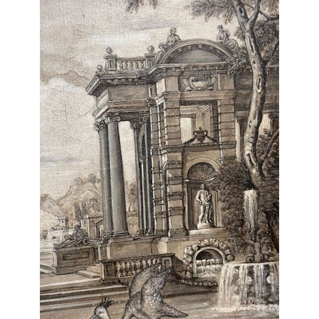 Paint Pair of 19th Century Italian Black and White Oil Painting For Sale - Image 7 of 7