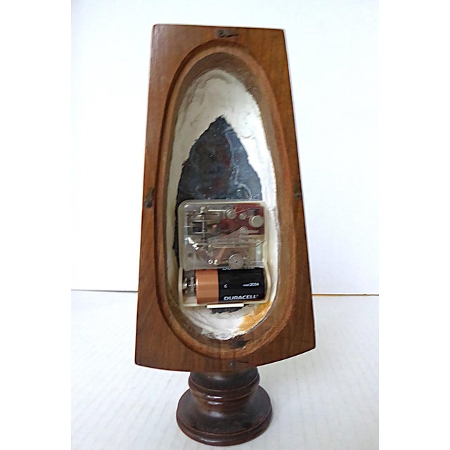 Brown Copper Enameld Face and Wood Table / Mantel Clock, Spain 1950s For Sale - Image 8 of 12