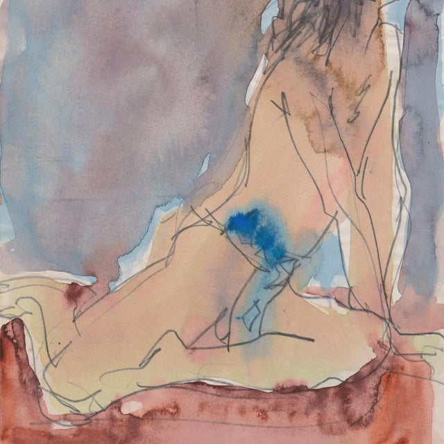 Victor Di Gesu 'Seated Nude, Blue Loincloth' by Victor Di Gesu, Paris, Louvre, Academie Chaumiere, San Francisco Art Association, Los Angeles County Museum of Art For Sale - Image 4 of 7