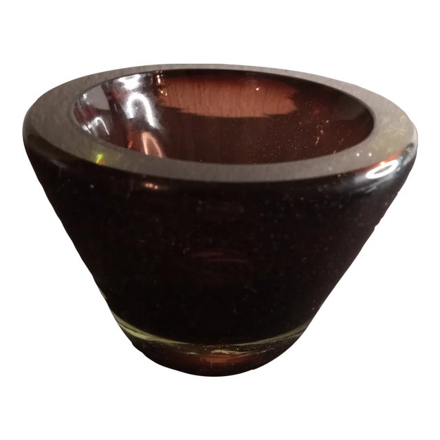 Amber Glass With Bullicante Pontil Johanssen Bowl For Sale