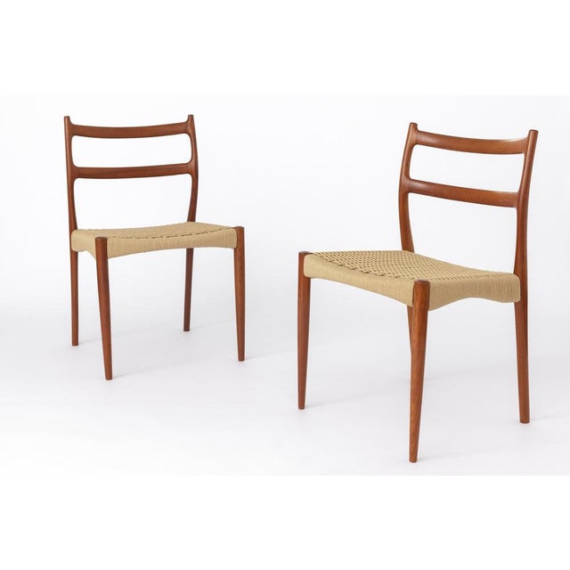 Set of Teak Dining Chairs with Papercord Seats by Søren Ladefoged, 1960s For Sale - Image 3 of 10