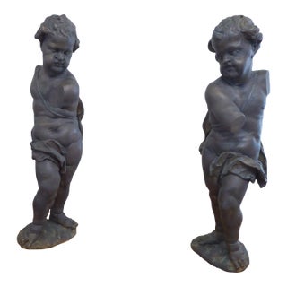 19th Century Continental Carved Putti - A Pair For Sale