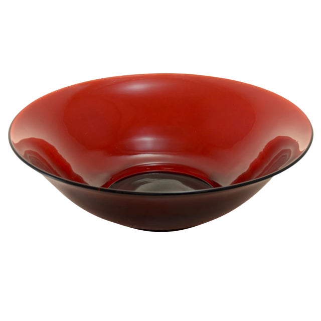 Ruby Red Glass 11” Bowl For Sale - Image 4 of 4