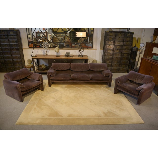 First Edition Maralunga 3-Seater Sofa and Lounge Chairs by Vico Magistretti for Cassina, 1973, Set of 3 For Sale - Image 6 of 17