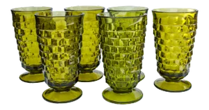 Vintage Textured Green Stems, S/6