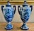 Vintage Pair of Chinoiserie Blue & White Craquelure Porcelain Lidded Amphora Urn Vases For Sale - Image 4 of 12