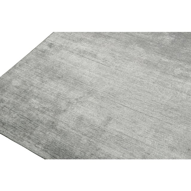 Rug & Kilim 2010s Rug & Kilim’s Modern Rug in Solid Gray and Off-White Striae - 3x20 For Sale - Image 4 of 6