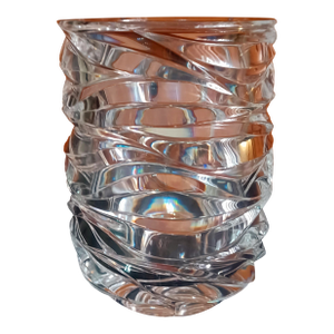 Vintage 1996 Tiffany & Co Emil Brost Mouthblown Hand Cut Waves Crystal Vase 8"