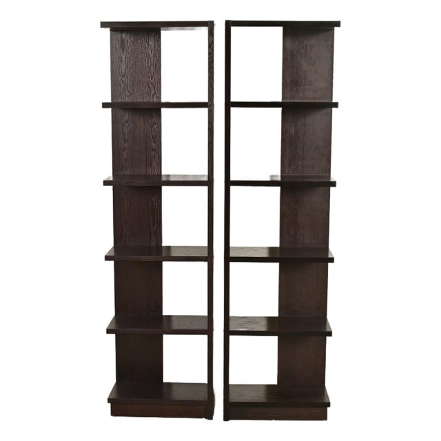 Modern Art Deco Dark Oak Modular Étagères or Bookcases, Pair For Sale