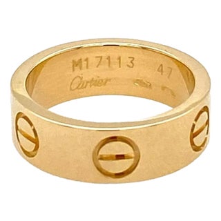 Cartier Love 18k Yellow Gold Band Ring W/Cert - Size 4 For Sale