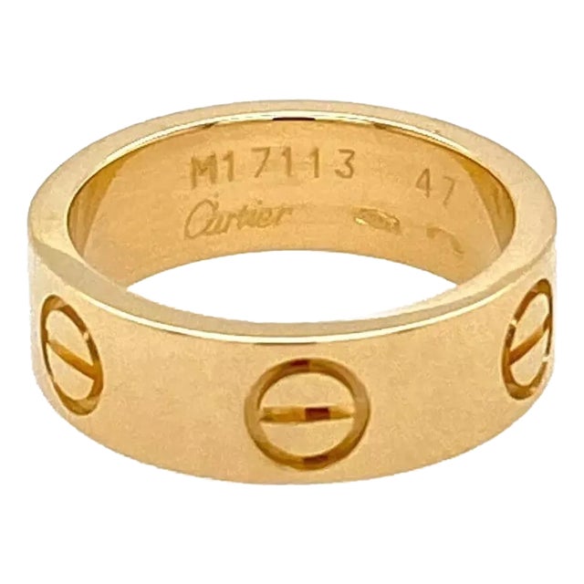Cartier Love 18k Yellow Gold Band Ring W/Cert - Size 4 For Sale
