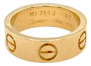 Cartier Love 18k Yellow Gold Band Ring W/Cert - Size 4