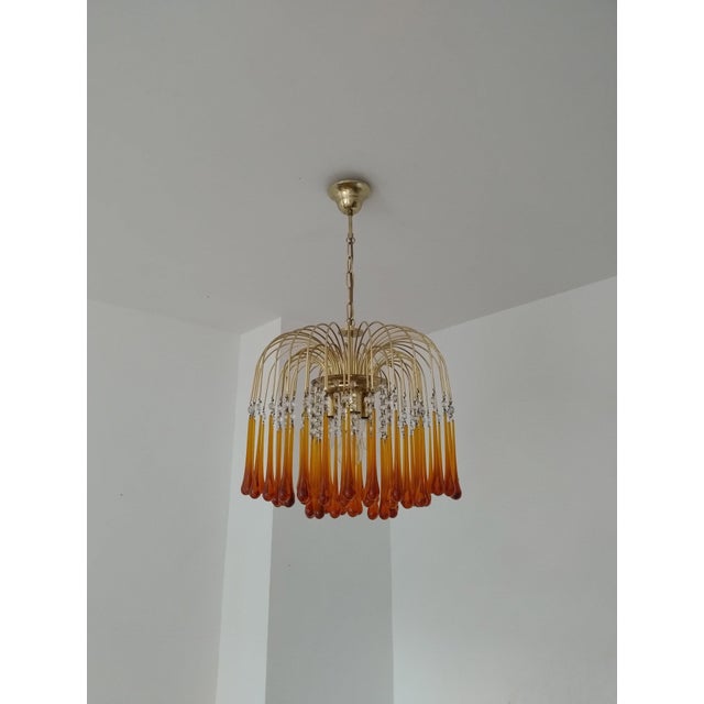 Metal Murano Glass Teardrop Chandelier attributed to Paolo Venini, 1960s For Sale - Image 7 of 18