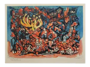 Mid Century Modern, Abstract Colorful Painting by Abraham Rattner