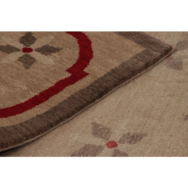 Beige Rug & Kilim’s French Art Deco Style Square Rug in Beige-Brown With Florals For Sale - Image 8 of 8