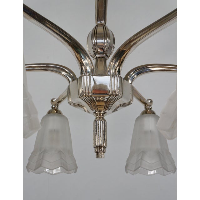 1930s French Art Deco Chandelier by Degue 1930 France For Sale - Image 5 of 12