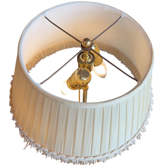 Mid 20th Century Singerie Chinoiserie Style Cold Painted Bronze 2 Monkey Lamp W Linen Shade For Sale - Image 5 of 5