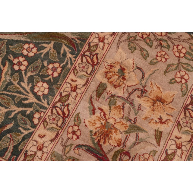 1990s Floral Dafodils Pak-Persian Green/Gray Wool Rug - 8'2'' X 10'4'' For Sale - Image 5 of 9