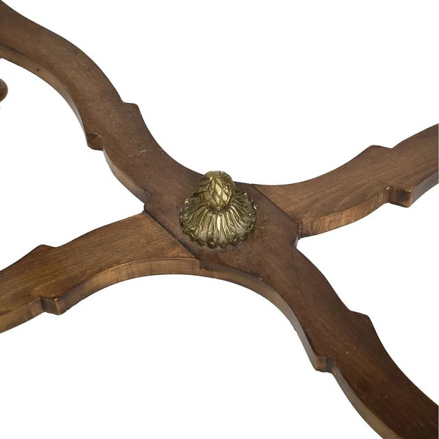 1950s French Style Fold Over Game Table Satinwood Inlay Brass Ware For Sale In West Palm - Image 6 of 7