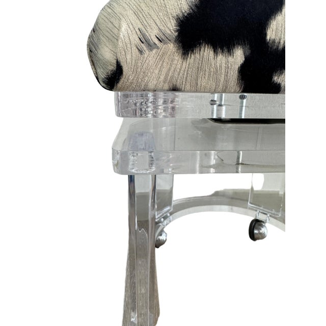 Lucite Vanity Stool With Swivel Seat For Sale - Image 4 of 11