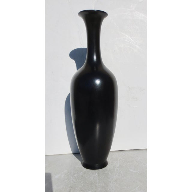 Mid-Century Japanese Tokoname Matte Bronze Glaze Vase For Sale - Image 4 of 5