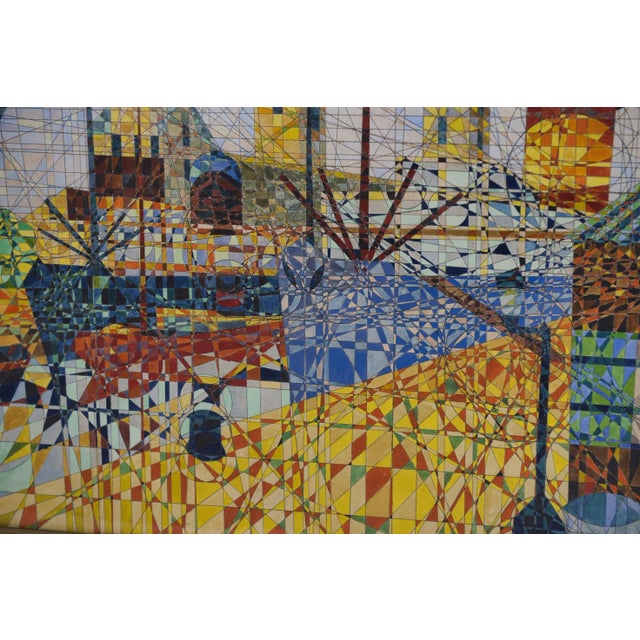 Yus, Cubist Style Composition, 1960s, Painting, in Very Good conditions. Designed 1960 to 1969 This piece has an...