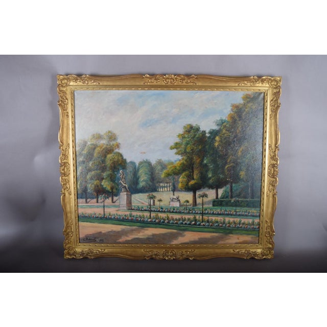 1990s E. Robinef, French Park Landscape, Oil Painting, 1935 For Sale - Image 5 of 9