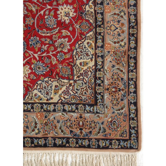 Vintage Hand-Knotted Persian Isfahan Rug 3'7" X 5'4" For Sale - Image 4 of 5