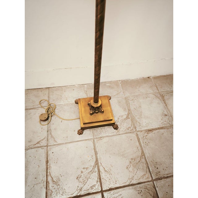 Floor Lamp with Brass Capitals and Fabric Lampshade, 1980s For Sale - Image 12 of 18