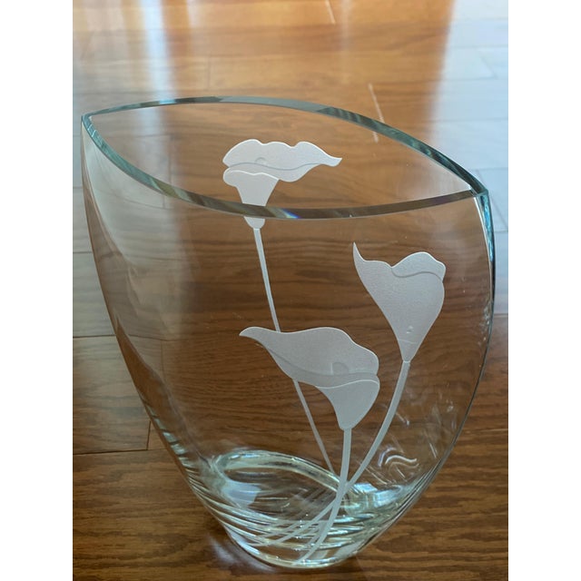 Mikasa Calla Lily Ellipse Etched Crystal Pocket Vase, Poland Chairish