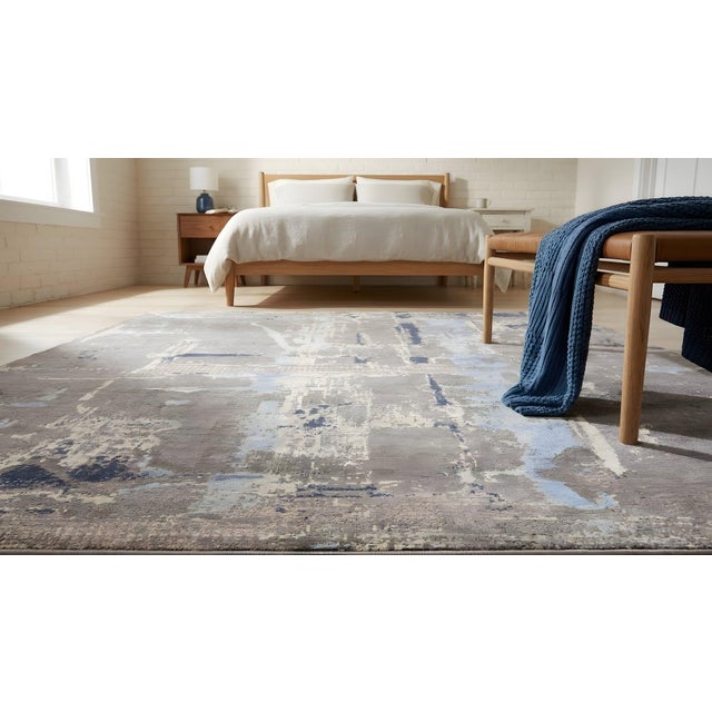 Gray 8x10 Clara Stylish Gray Abstract Hand Knotted Wool Rug For Sale - Image 8 of 11