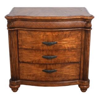 Schnadig Stately Wood & Rattan Bedside Table For Sale
