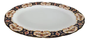 Royal Albert Heirloom Blue & Gold Oval Serving Platter – 16.25” English Bone China
