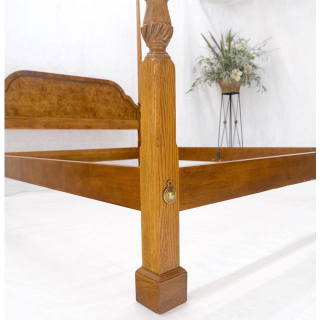 Baker Queen Size Burl Wood Headboard Poster Bed w/ Finials MINT For Sale - Image 12 of 16