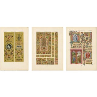 Racinet, Renaissance Religious Ornament, 1873, Lithograph, Set of 3 For Sale
