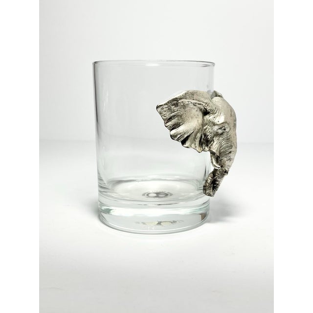 Arthur Court 1990s Arthur Court “Safari” Elephant Double Old Fashioned Tumbler Glasses - Set of 4 For Sale - Image 4 of 7