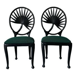 Vintage Coastal Palm Beach - Style Tropitone Cast Aluminum Palm Leaf Back Dining Chairs - a Pair For Sale