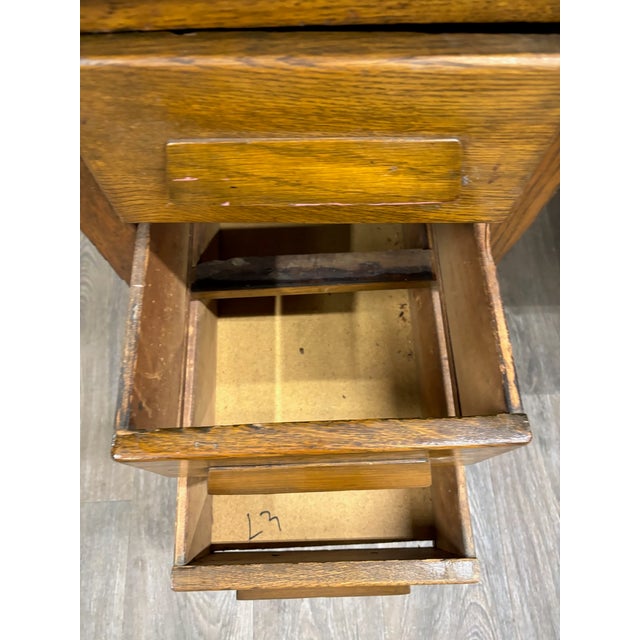 Vintage Arts & Crafts Mission Oak Pedestal Teacher Desk Office Desk Library Desk For Sale - Image 12 of 14