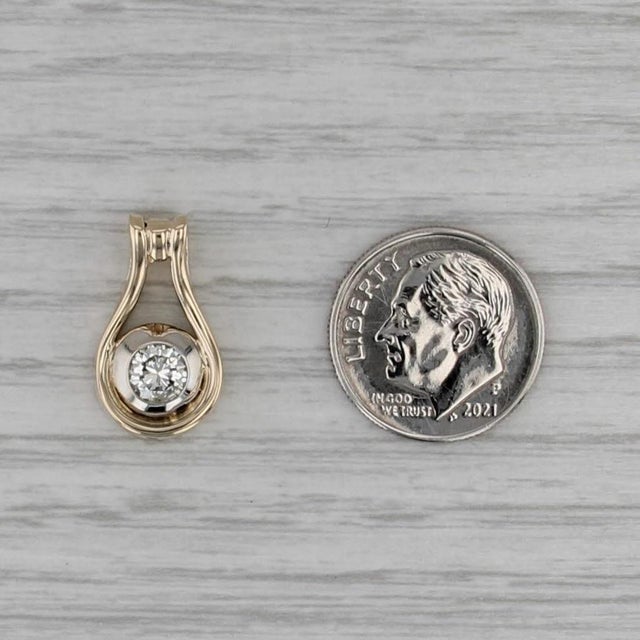2010s 0.50ct Diamond Solitaire Teardrop Pendant 14k Yellow White Gold For Sale - Image 5 of 5