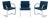 Ludwig Mies Van Der Rohe Brno Flat Bar Chairs in Blue Fabric by Gordon, Set of 3 For Sale