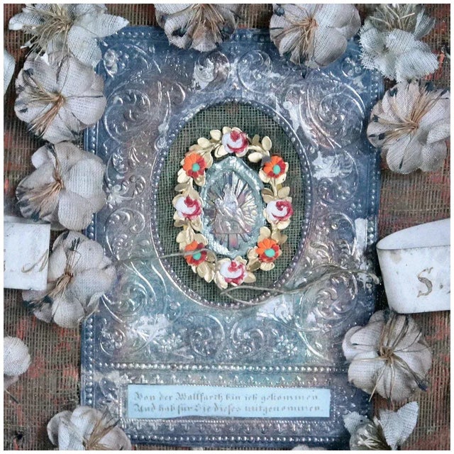 Glass Rare Italian Painted, Giltwood, Glass and Mixed Media Reliquary Shrine Vitrine For Sale - Image 7 of 15