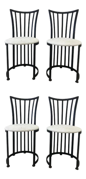 1990s Vintage White Shaver Howard Style Dining Chairs- Set of 4