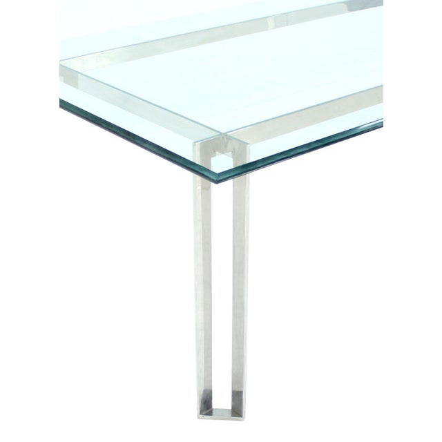 Mid-Century Modern Polished Stainless Steel and Thick Glass
