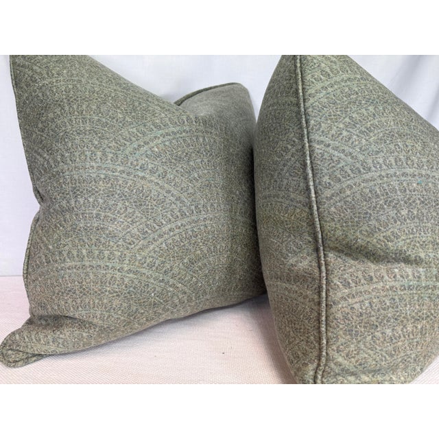 Paisley Wool in Light Green 22" Pillows-a Pair For Sale - Image 4 of 4