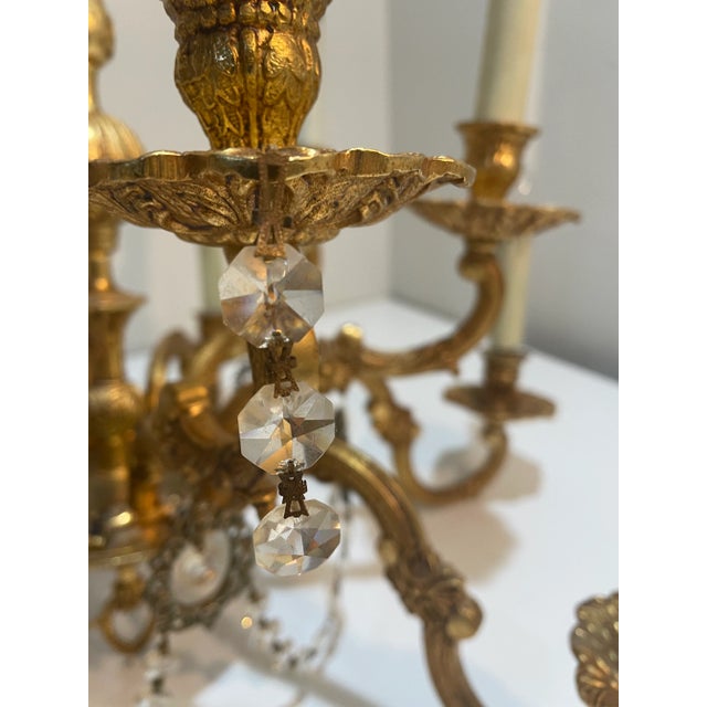 Vintage French Louis IV Style Gilt Metal Chandelier 12 Light For Sale - Image 10 of 12