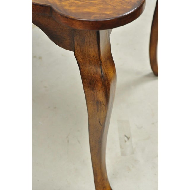 Contemporary Italian Regency Style Star Inlay Cabriole Leg Burl Wood Game Table For Sale - Image 9 of 13