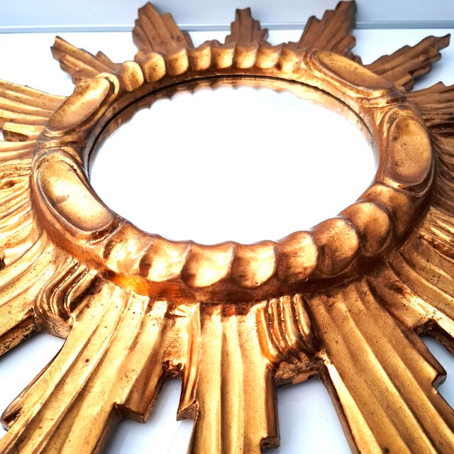 Large Vintage Wall Mirror in Sunburst Finish, 1960s For Sale - Image 10 of 16