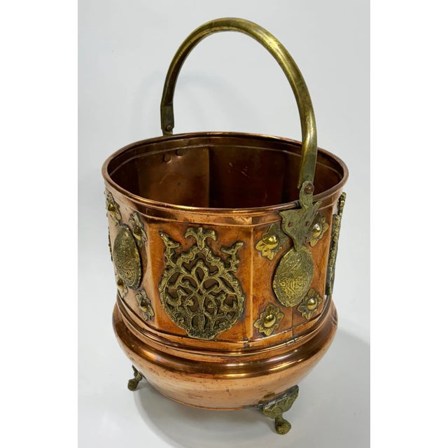 Antique 19th Century Copper and Brass Coal Scuttle or Planter For Sale - Image 4 of 11