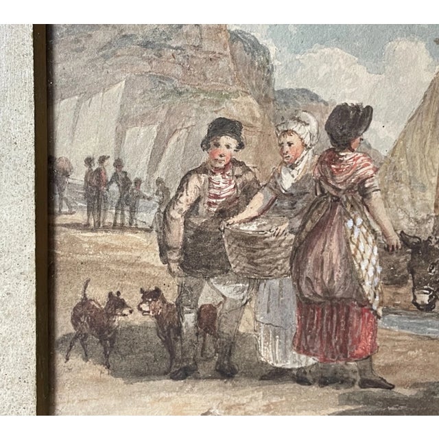 Paint Antique 1800's Original Watercolor Trading Landscape Nautical Sailboat Painting For Sale - Image 7 of 12