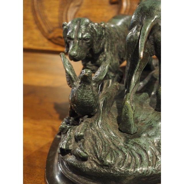 19th Century French Bronze Sculpture, a Pointer and Spaniel Hunting a Pheasant For Sale - Image 9 of 18